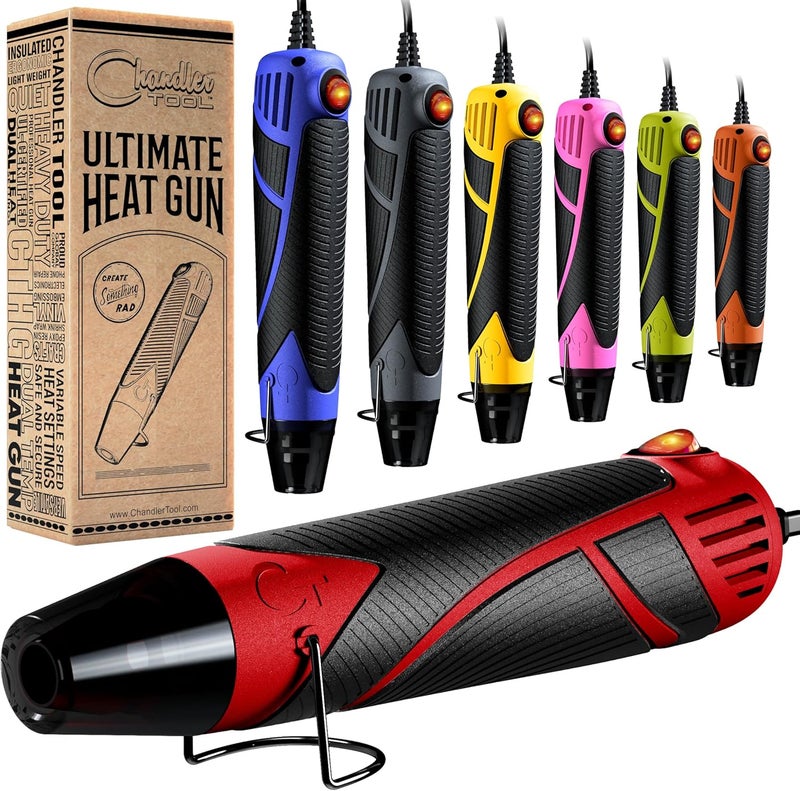 Chandler Tool Heat Gun for Crafting, Mini Dual Temp Hot Air Gun Tool for Epoxy Resin, Shrink Wrapping, Vinyl Wrap, Embossing, Electronics, Candle Making, Sublimation, Phone Repair & DIY (Red/Black) - Image 1